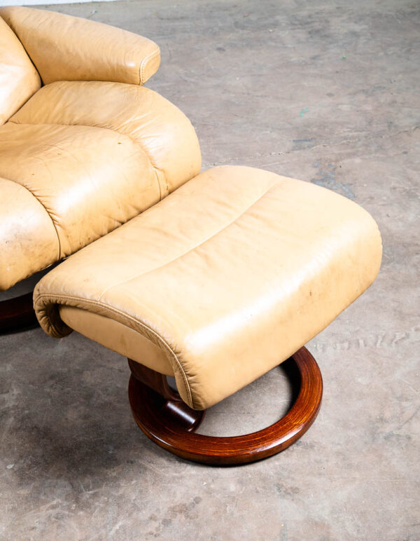 Mid Century Danish Modern Lounge Chair Ekornes Stressless Tan Ottoman Recliner L - Image 8