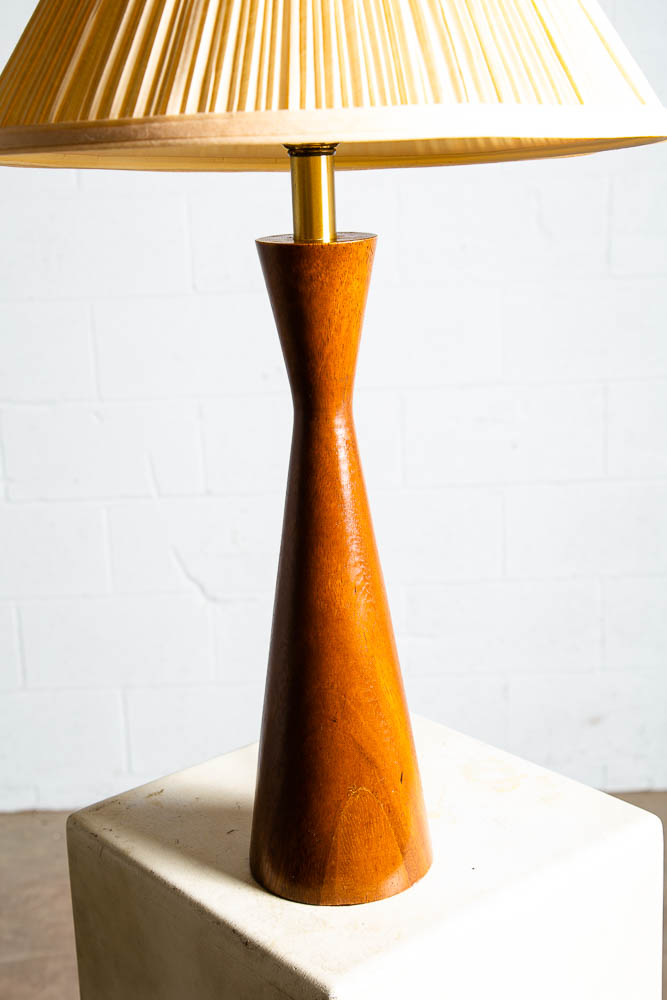 Mid Century Modern Table Lamp Solid Walnut Wood Round Studio Vintage Lighting NM - Image 3