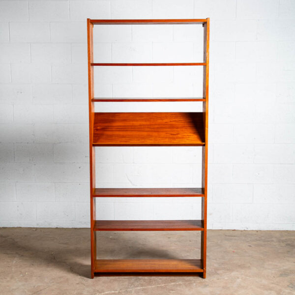 Mid Century Danish Modern Bookshelf Teak Adjustable Shelving Magazine Rack - Image 2
