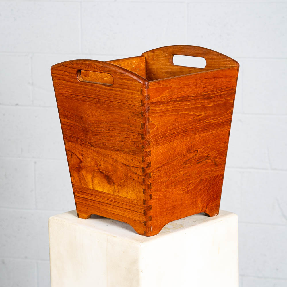 Mid Century Danish Modern Trash Bin Teak Waste Basket Denmark Fingerjointed Mcm - Image 11
