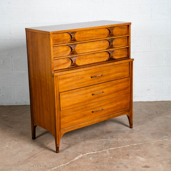 Mid Century Modern Dresser Highboy Kent Coffey 5 Drawer Perspecta Brasilia Wood - Image 4
