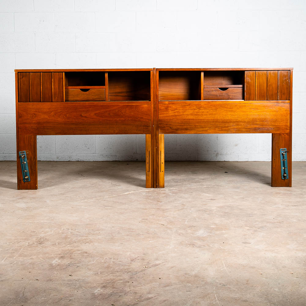 Mid Century Modern Headboard Bed Frame King Mainline Hooker Reversible Walnut - Image 4