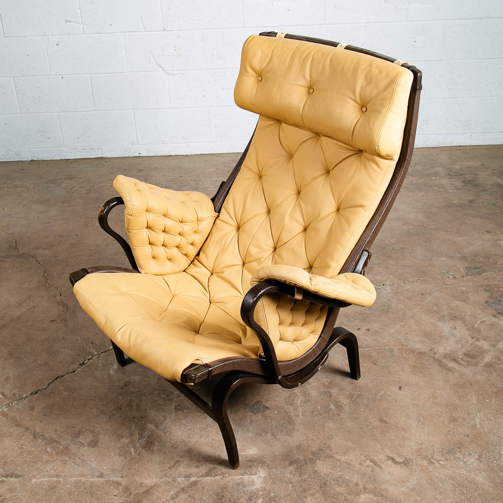 Mid Century Danish Modern Lounge Chair Dux Bruno Mathsson Pernilla Tan Leather - Image 3
