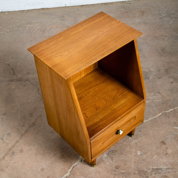 Mid Century Modern Nightstand End Table Side Solid Wood Drawer LA Period Brass - Image 3