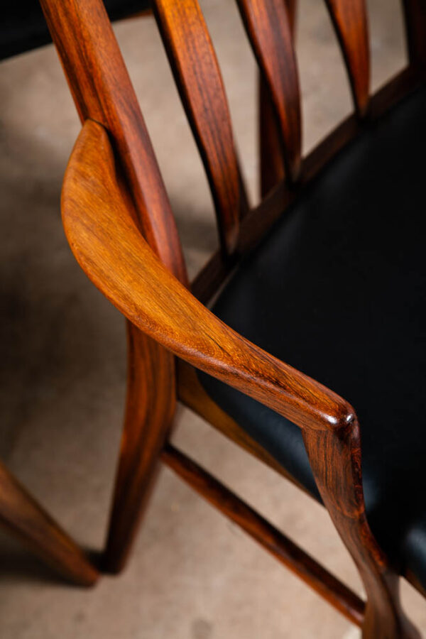 Mid Century Danish Modern Dining Chairs Set 8 Kofoed Eva Armchairs Rosewood Mcm - Image 8