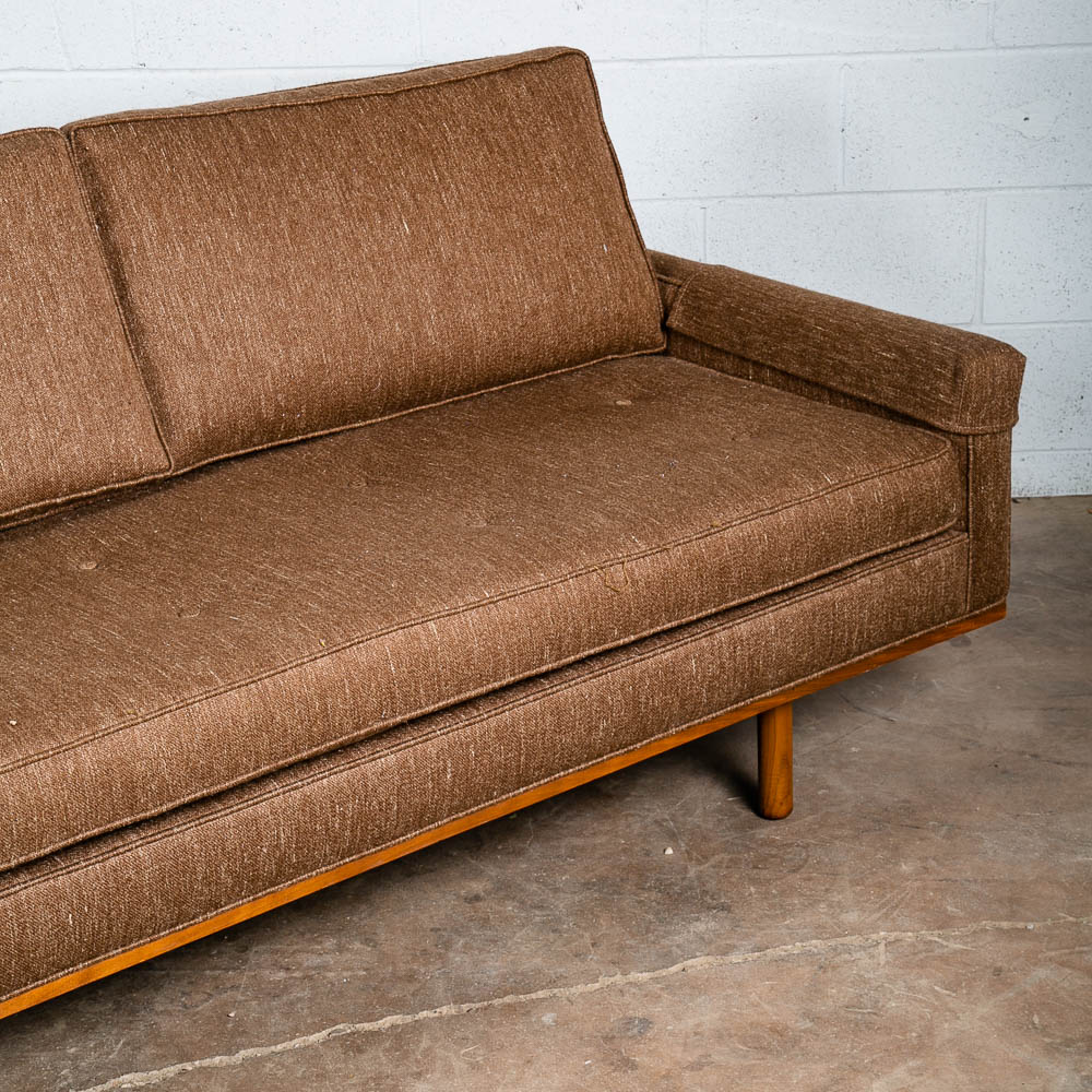Mid Century Modern Sofa Couch Solid Walnut 3 Seater Brown Harvey Probber Tufted - Image 9