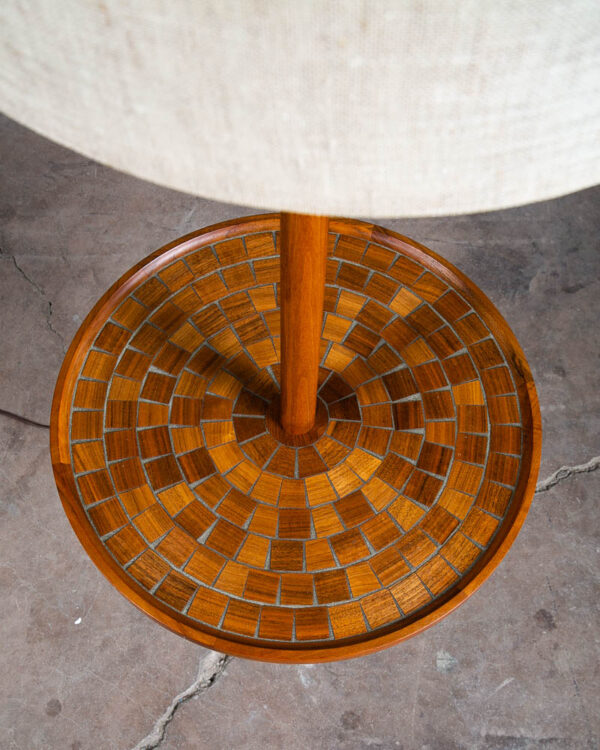 Mid Century Modern Floor Lamp Martz Marshall Studios Walnut Table Wood Mosaic M - Image 7