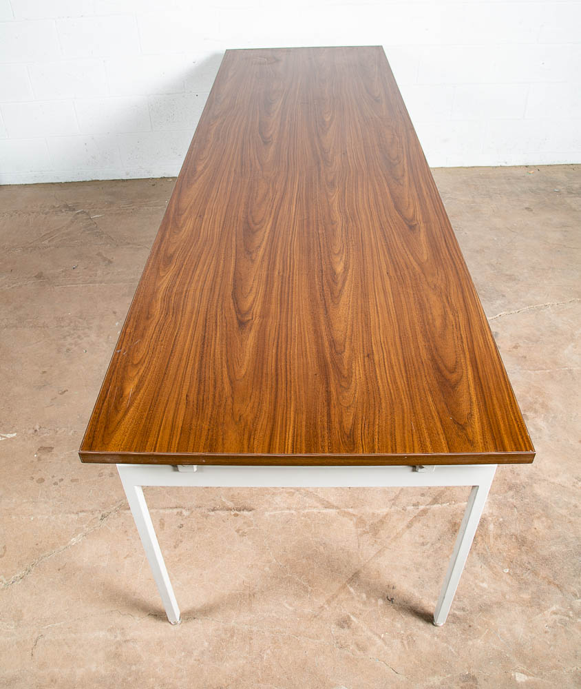 Mid Century Modern Conference Work Table Antenna Knoll Walnut White Desk 96x30 - Image 2