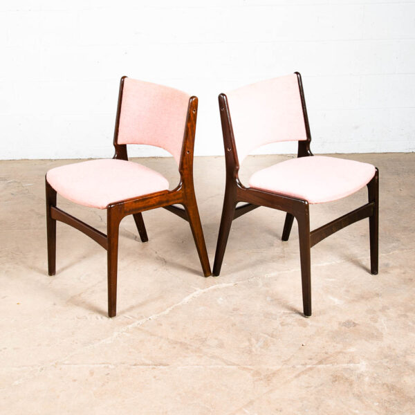Mid Century Danish Modern Dining Chairs Set 4 Johannes Andersen Salmon Pink Mcm - Image 4