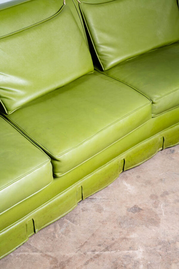 Mid Century Modern Curved Sofa Couch Custom Curved Daybed Avocado Green L Mcm - Image 8