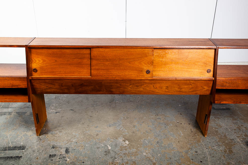 Mid Century Modern Headboard Bed Full Floating Nightstand Milo Baughman Glenn - Image 12