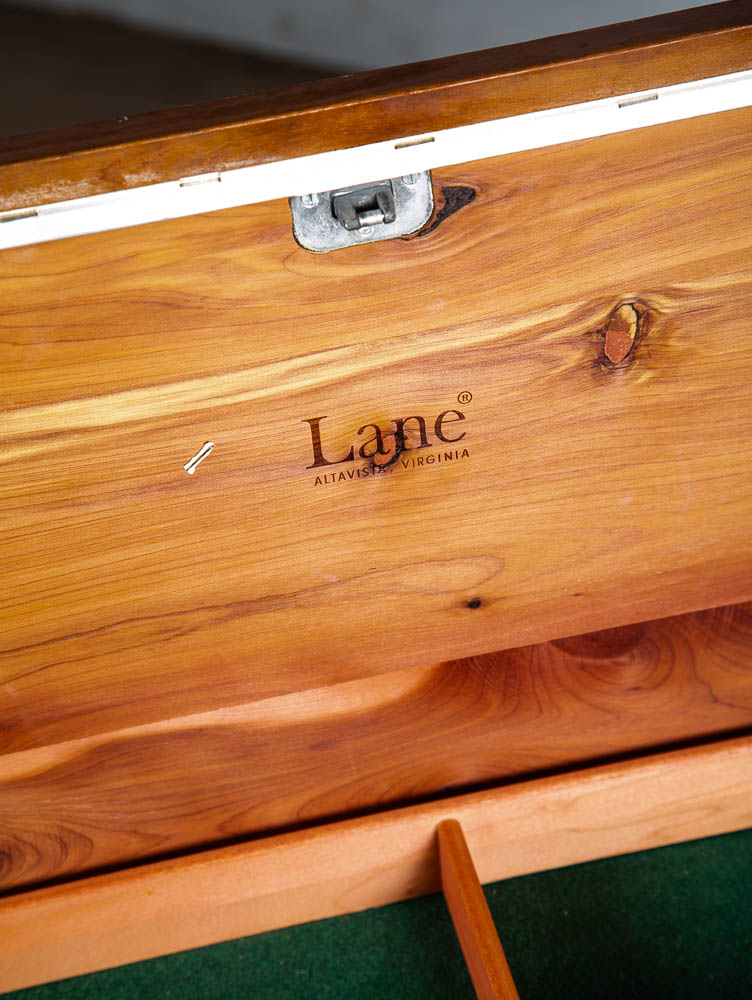Mid Century Modern Cedar Hope Chest Lane Scuptra Trunk Lock Disassembled Storage - Image 11