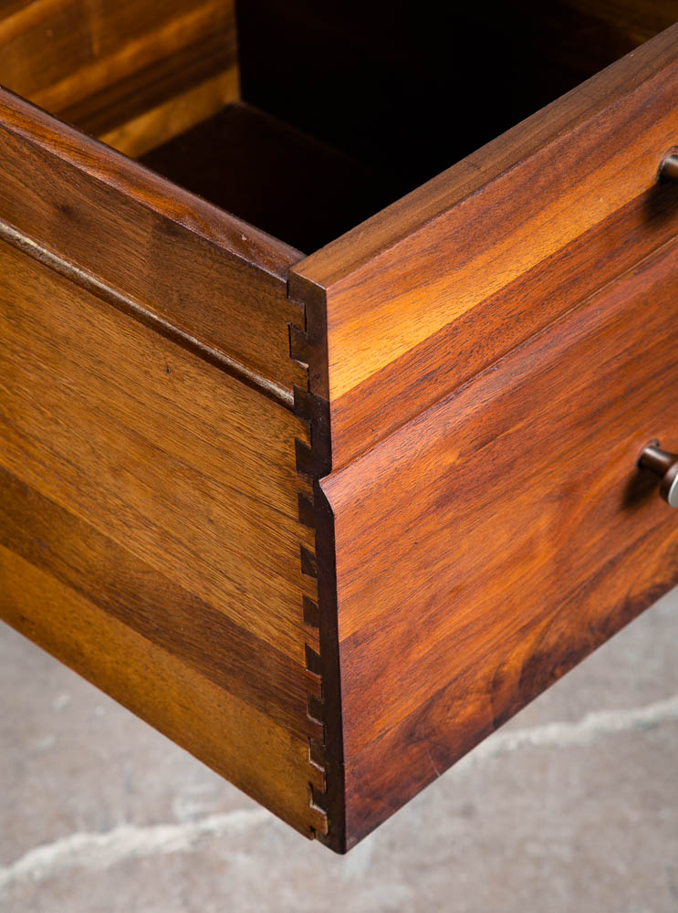 Mid Century Modern Desk Solid Walnut Executive Office Ace Hi 3 Drawer Floating - Image 9