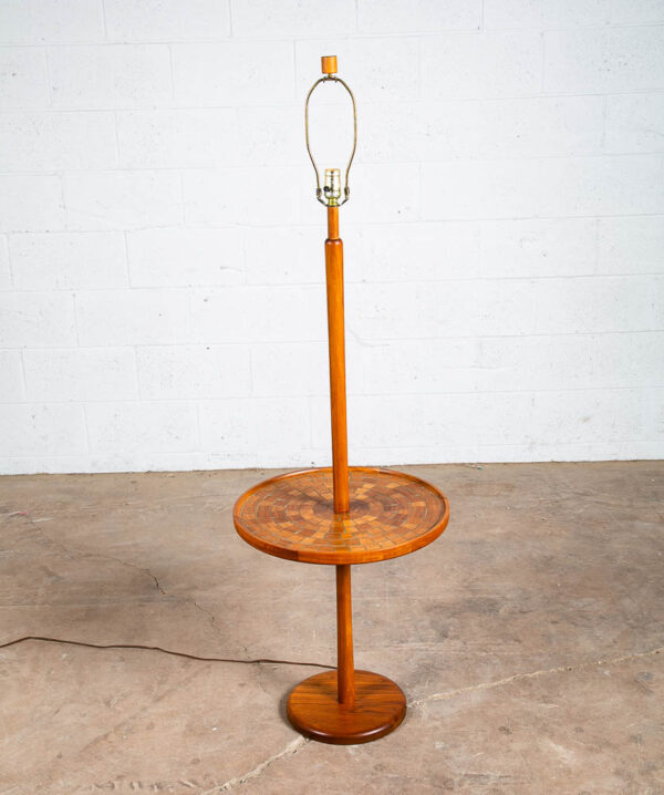 Mid Century Modern Floor Lamp Martz Marshall Studios Walnut Table Wood Mosaic M - Image 2