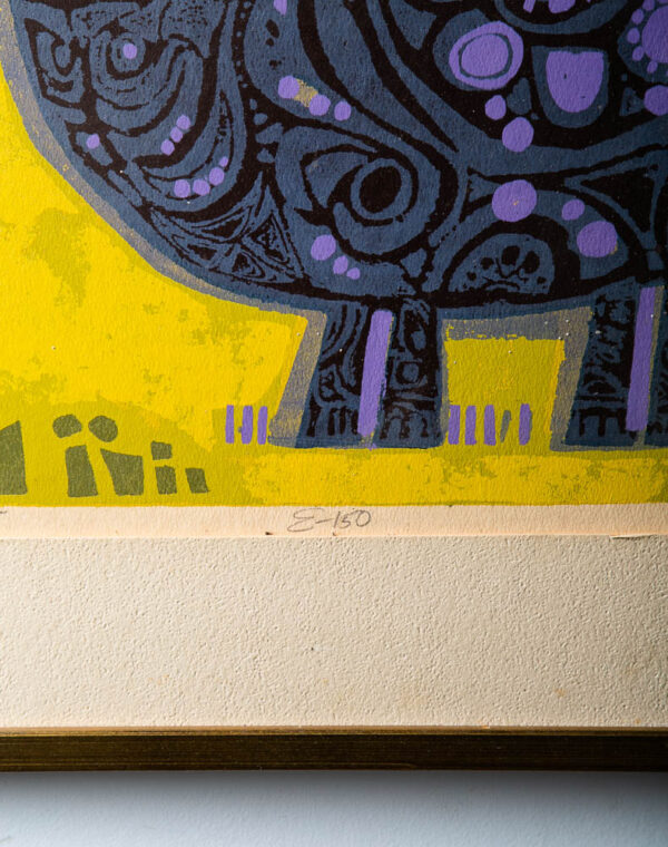 Mid Century Modern Art Print Serigraph David Weidman Yellow Cat Birds Mcm 31x25 - Image 6