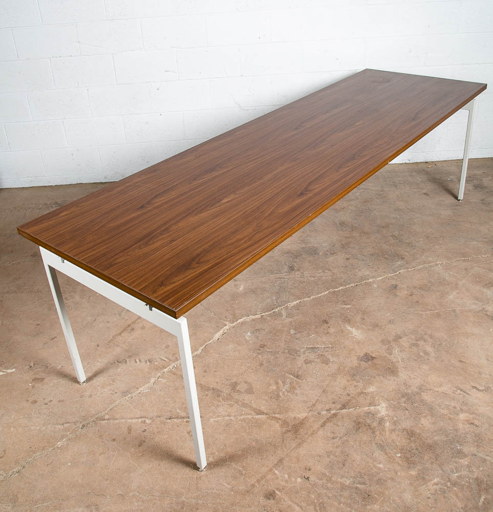 Mid Century Modern Conference Work Table Antenna Knoll Walnut White Desk 96x30