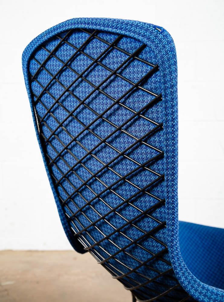 Mid Century Modern Lounge Chair Harry Bertoia Knoll Bird Ottoman Blue Black Base - Image 11
