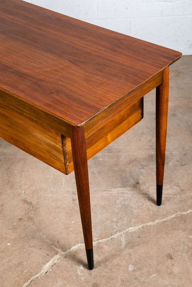 Mid Century Modern Desk Solid Walnut Executive Office Ace Hi 3 Drawer Floating - Image 7