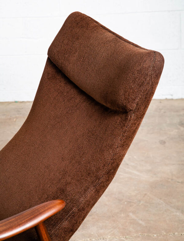Mid Century Danish Modern Lounge Chair Madsen Schubell Teak Recliner Brown Arm - Image 6