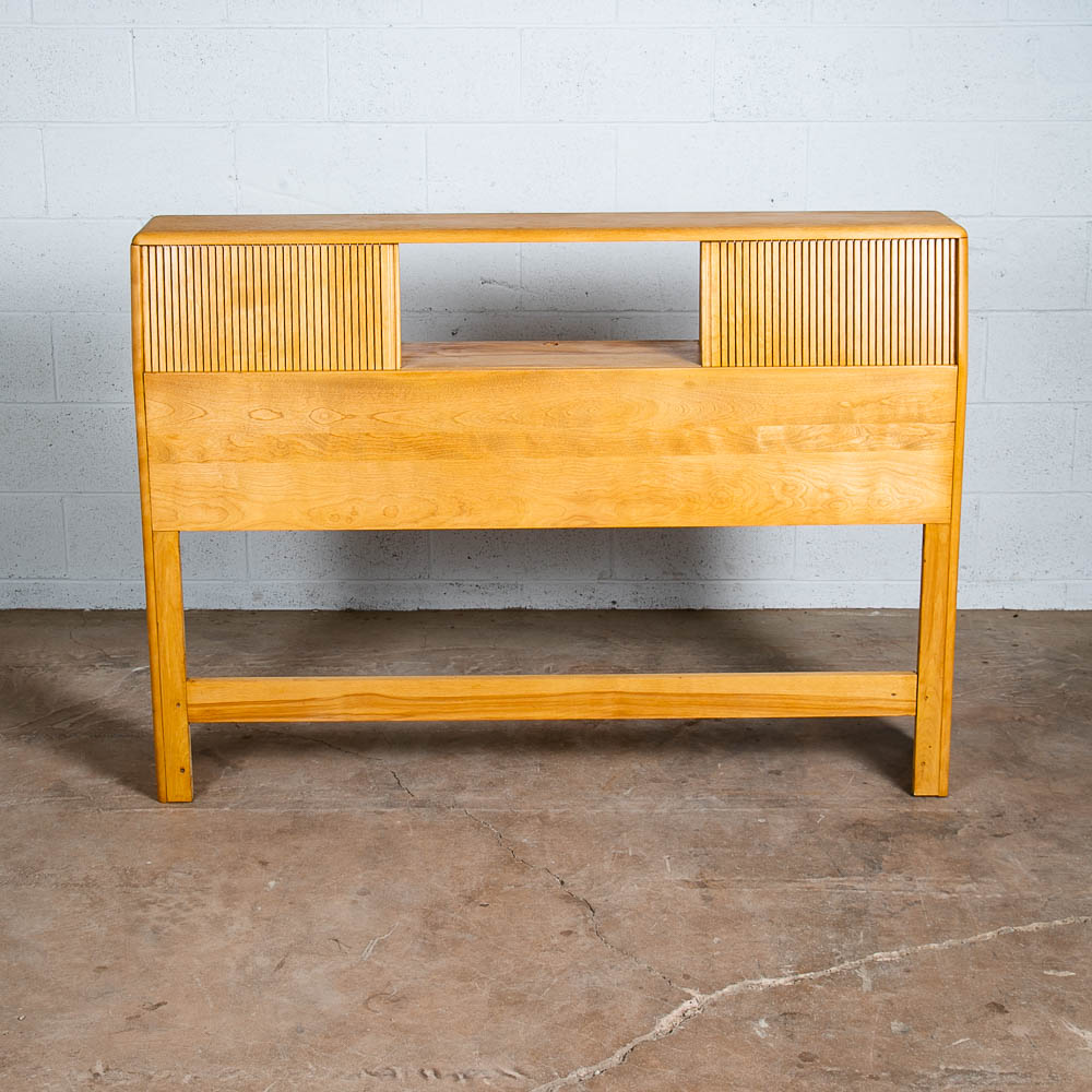 Mid Century Modern Headboard Bed Frame Full Heywood Wakefield Blonde Tambour Storage - Image 2