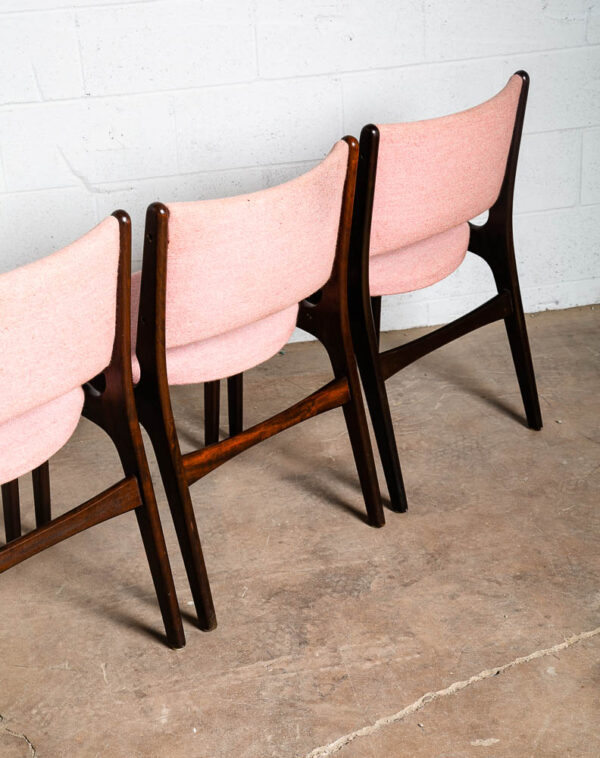 Mid Century Danish Modern Dining Chairs Set 4 Johannes Andersen Salmon Pink Mcm - Image 9