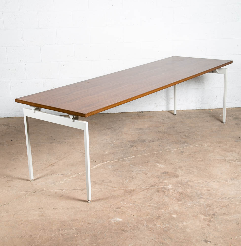 Mid Century Modern Conference Work Table Antenna Knoll Walnut White Desk 96x30 - Image 3