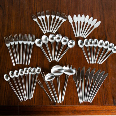 Mid Century Danish Modern Cutlery Set Georg Jensen Prism 58 Pc Service for 8