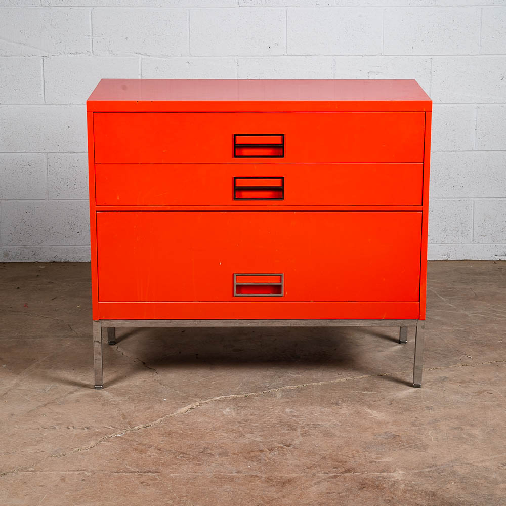Mid Century Modern Dresser Chest Metal Solid Salmon Pink Red Steelcase Vintage - Image 2