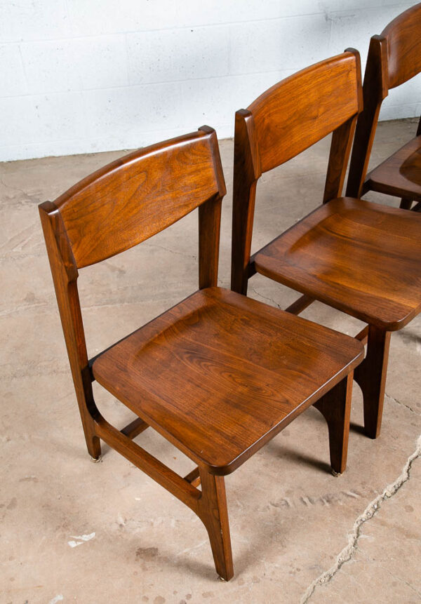 Mid Century Modern Dining Chairs Set of 4 Solid Walnut American Vintage Armchair - Image 6