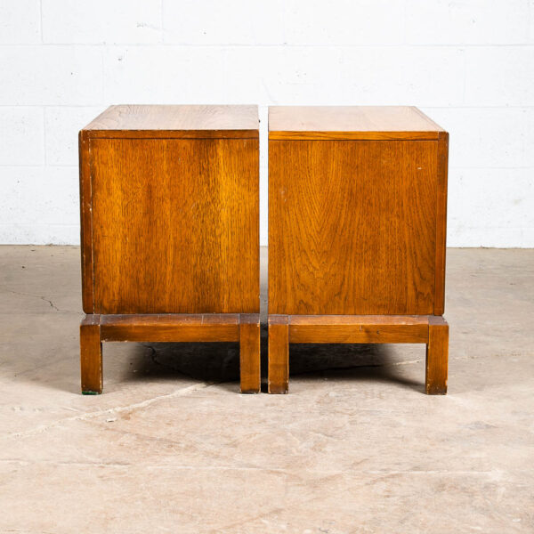 Mid Century Modern Nightstands End Table Set Side 2 Drawers Walnut Vintage Brass - Image 6