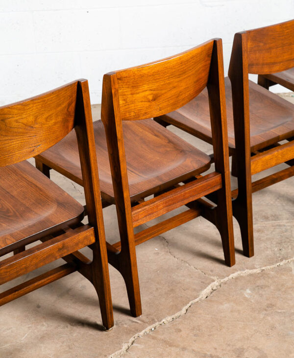 Mid Century Modern Dining Chairs Set of 4 Solid Walnut American Vintage Armchair - Image 11