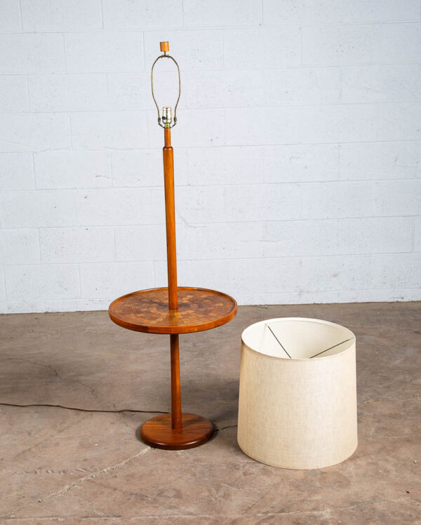 Mid Century Modern Floor Lamp Martz Marshall Studios Walnut Table Wood Mosaic M - Image 3