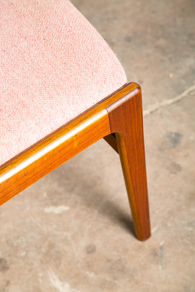 Mid Century Danish Modern Dining Chairs Set 4 Teak Wood Salmon Peach Vintage Mcm - Image 9