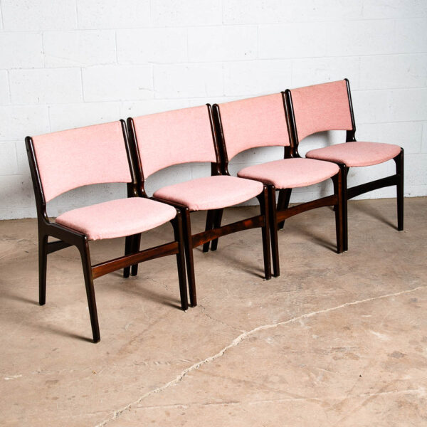 Mid Century Danish Modern Dining Chairs Set 4 Johannes Andersen Salmon Pink Mcm