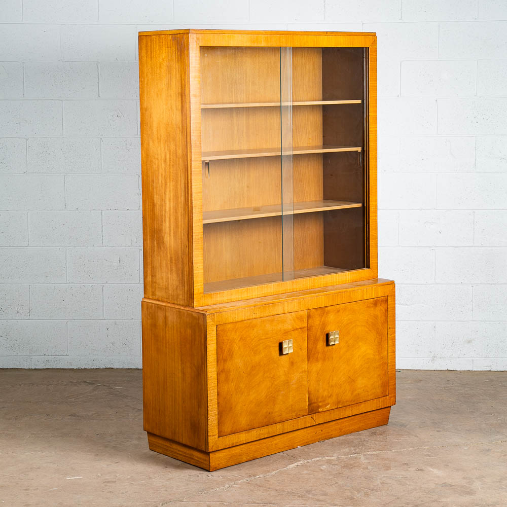 Mid Century Modern China Cabinet Hutch Rway Brass Display Vintage Glass Drawers