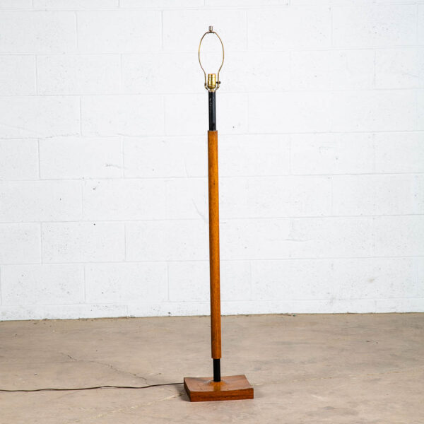 Mid Century Danish Modern Floor Lamp Solid Walnut Square Lighting Mcm Black - Image 2