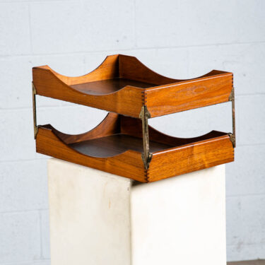 Mid Century Modern Paper Desk Organizer Decatur Industries 2 tier Vintage Mcm