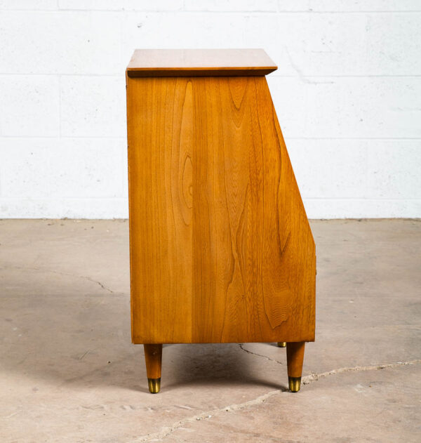 Mid Century Modern Nightstand End Table Side Solid Wood Drawer LA Period Brass - Image 4