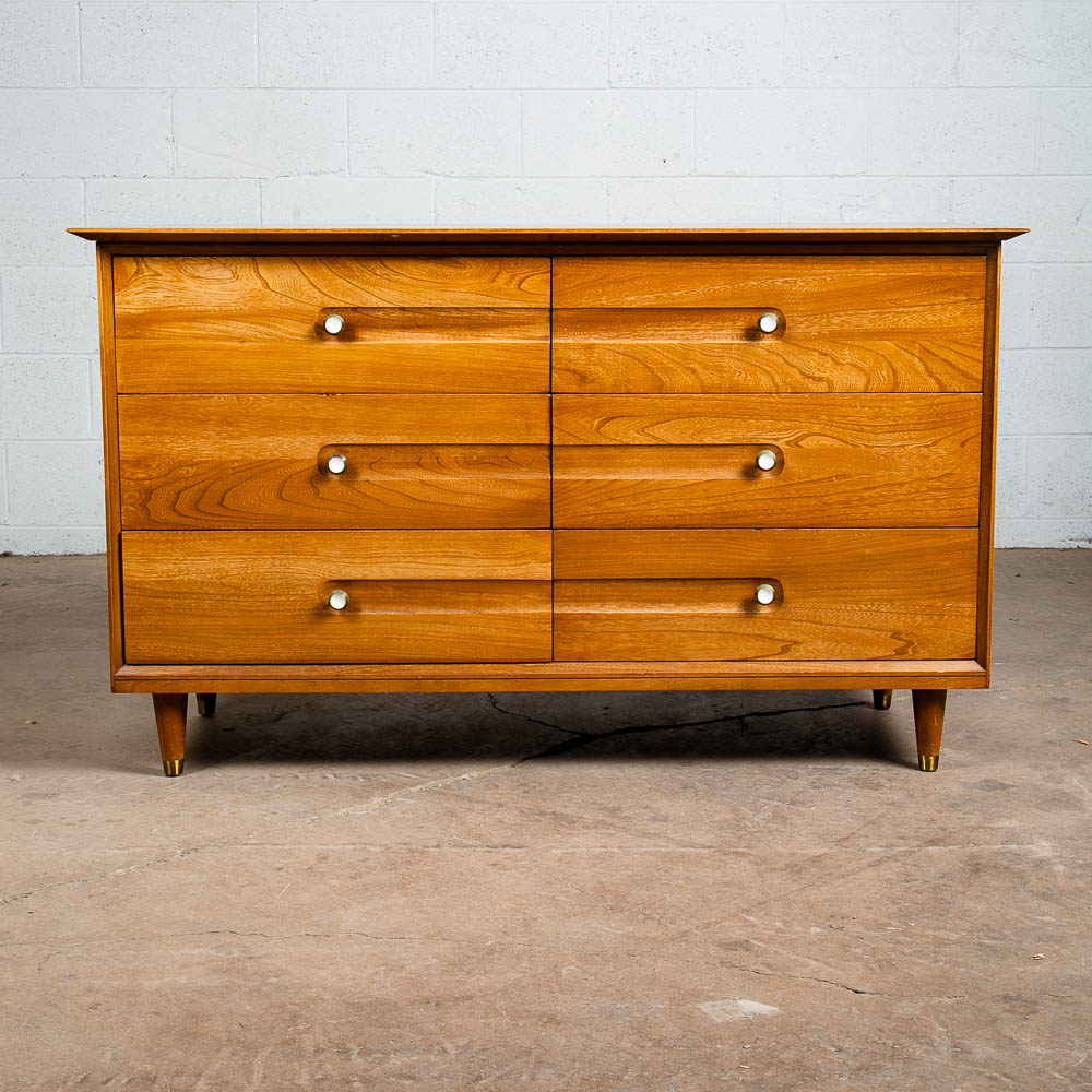 Mid Century Modern Credenza Dresser Solid Wood 6 Drawers LA Period Furniture Mcm - Image 3