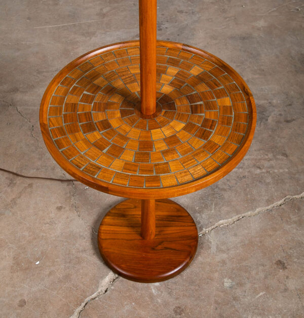 Mid Century Modern Floor Lamp Martz Marshall Studios Walnut Table Wood Mosaic M - Image 4