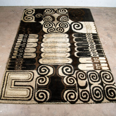 Mid Century Danish Modern Shag Rug Ege Rya Abstract 116"x75" Wool Area Brown VG+