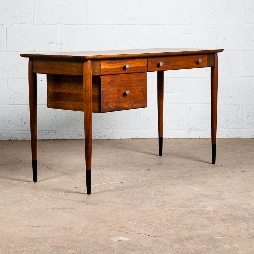 Mid Century Modern Desk Solid Walnut Executive Office Ace Hi 3 Drawer Floating