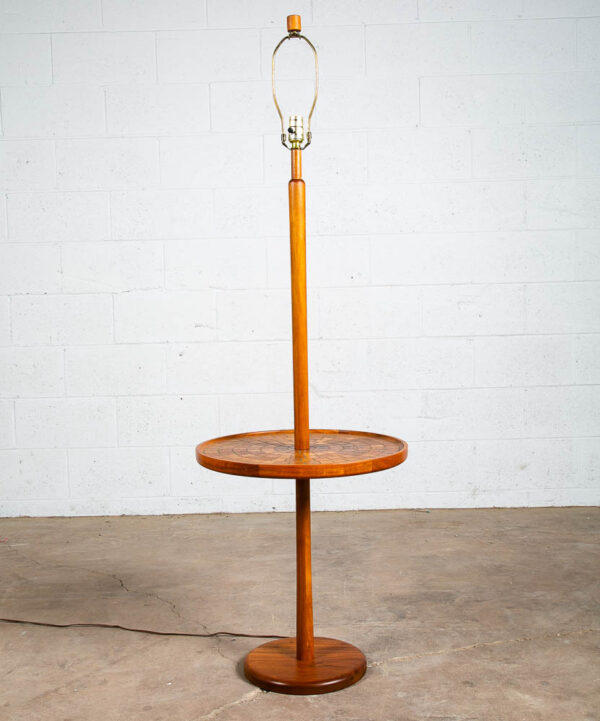 Mid Century Modern Floor Lamp Martz Marshall Studios Walnut Table Wood Mosaic M - Image 5