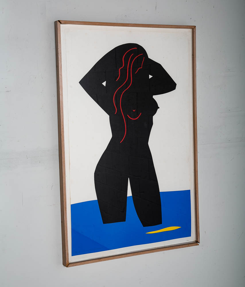 Mid Century Post Modern Nude Print Woman Female Vintage Art Signed Abstract - Image 2