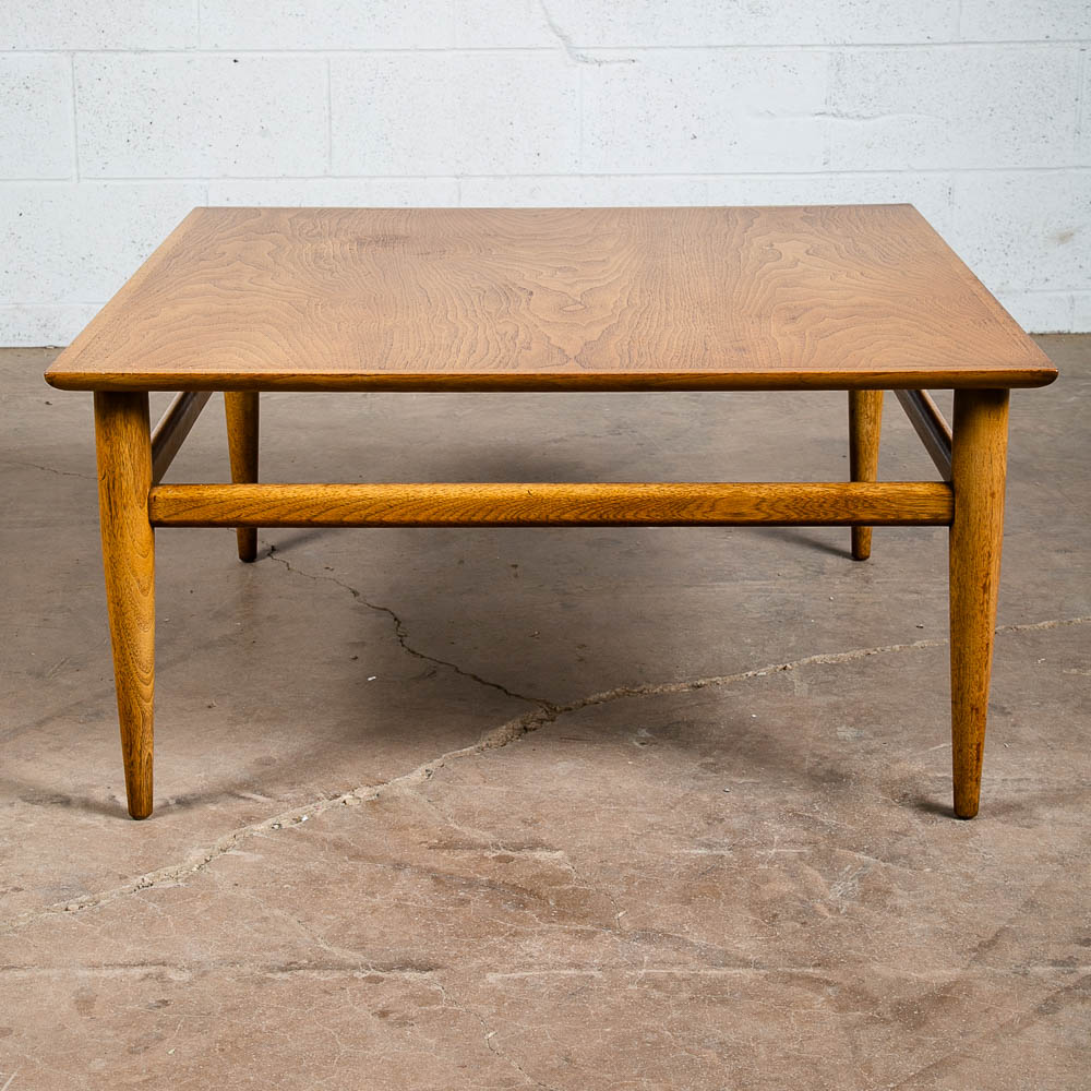 Mid Century Modern Coffee Table Square Bleached Walnut Heritage Henredon Vintage - Image 4