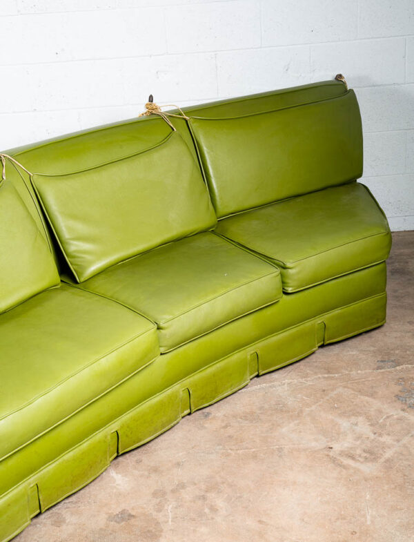 Mid Century Modern Curved Sofa Couch Custom Curved Daybed Avocado Green L Mcm - Image 7