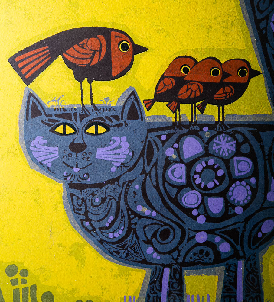 Mid Century Modern Art Print Serigraph David Weidman Yellow
