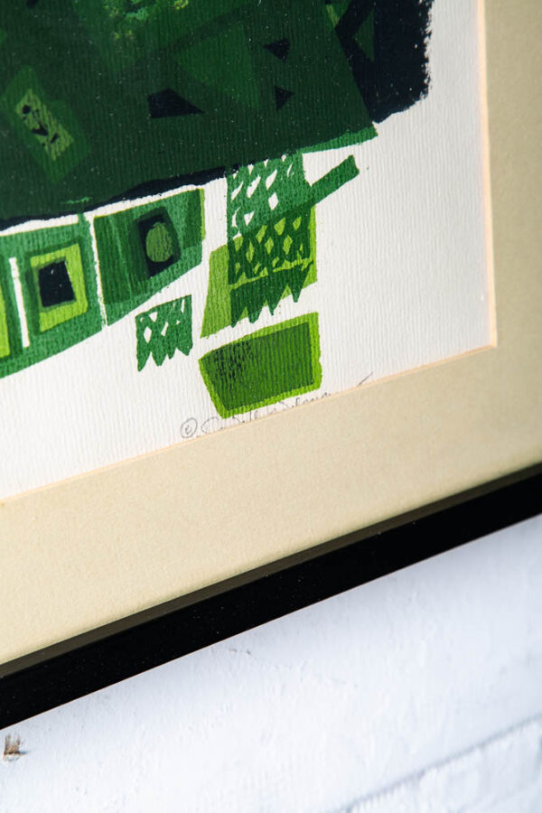 Mid Century Modern Art Print Serigraph David Weidman Green Turtles Signed Black - Image 5