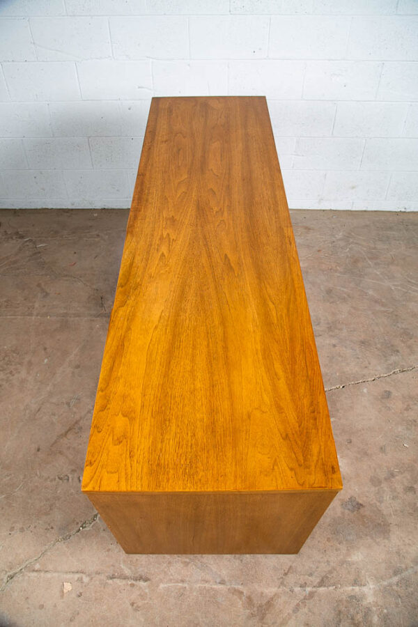 Mid Century Danish Modern Credenza Dresser Bassett Walnut 9 Drawer Danish Mcm - Image 5