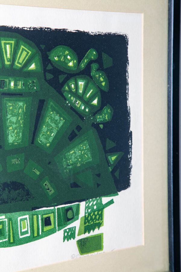 Mid Century Modern Art Print Serigraph David Weidman Green Turtles Signed Black - Image 4